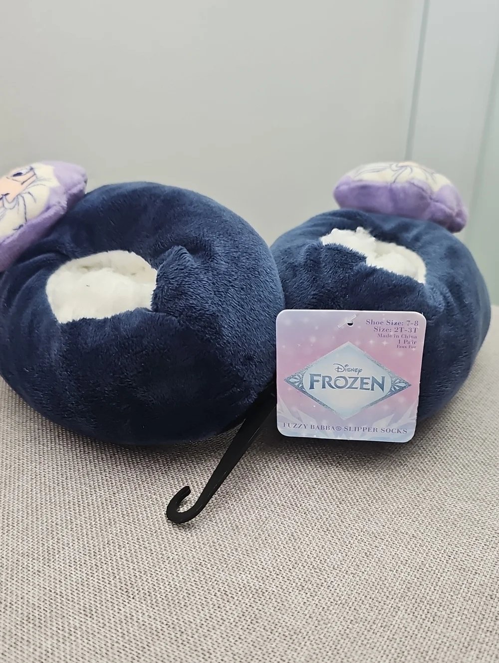 Disney Frozen Elsa Girls' Plush Slipper Booties - Navy Blue